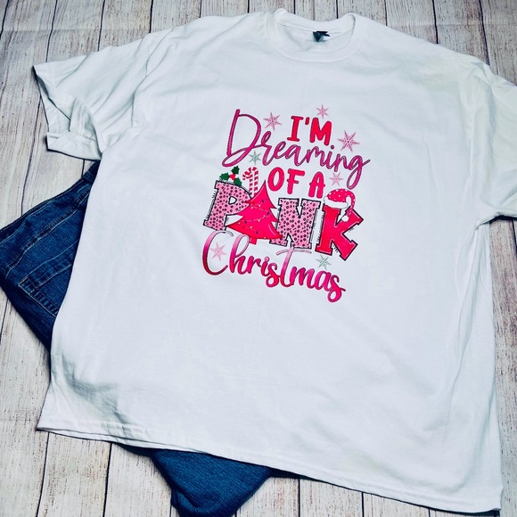 NEW I'm Dreaming of a Pink Christmas T-shirt, size 2X, Plus Size, Handmade - Picture 2 of 2